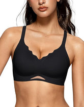 Scalloped Wireless Bras with Mesh