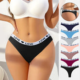 Women’s Cotton Heart Waistband Low-Waist Thong Panties 7-Pack