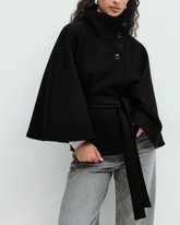 Women's Belted Woolen Cape Coat