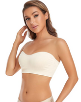Strapless Non-Slip Bandeau Bra – Wireless, Padded, with Removable Straps
