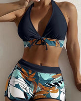 High-Waist Patchwork Sport Bikini Set