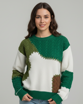 Latest Trend: Color-Block Patchwork Knit Sweater