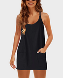 Shesways® Summer Sleeveless Athletic Dress with Built-In Shorts