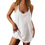 Shesways® Summer Sleeveless Athletic Dress with Built-In Shorts