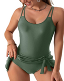 Shesways® Women's Plus Size Tummy Control Slim Fit One-Piece Swimsuit - Twist Strap Sensation