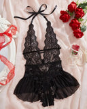 Women's Lace Deep V Teddy Bodysuit – Sexy, Comfy Open Crotch Lingerie