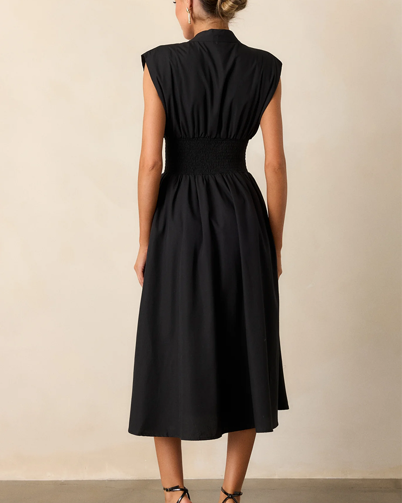 Shesways® Zip-Front Midi Dress