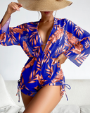 Shesways® 3-Piesce Tropical Bikini Set – Halter Top, High-Waist Romper & Swim Panty
