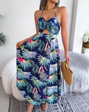 Shesways® Floral Cut-Out Maxi Dress – Sleeveless & Elegant