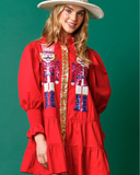 Christmas Sequin Nutcracker Shirt Dress