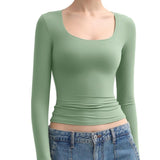 Women’s Double Layer Scoop Neck Long Sleeve Top