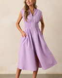 Shesways® Zip-Front Midi Dress
