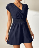 Shesways® Summer V-Neck Cap Sleeve Romper – Elegant, Lightweight & Flattering Fit