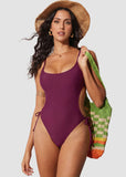 Scoop Neck Backless One Piece Swimsuit – Adjustable Straps, Fully Lined