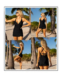 Sheways® Deep V Cross-Back Ruched Swimsuit