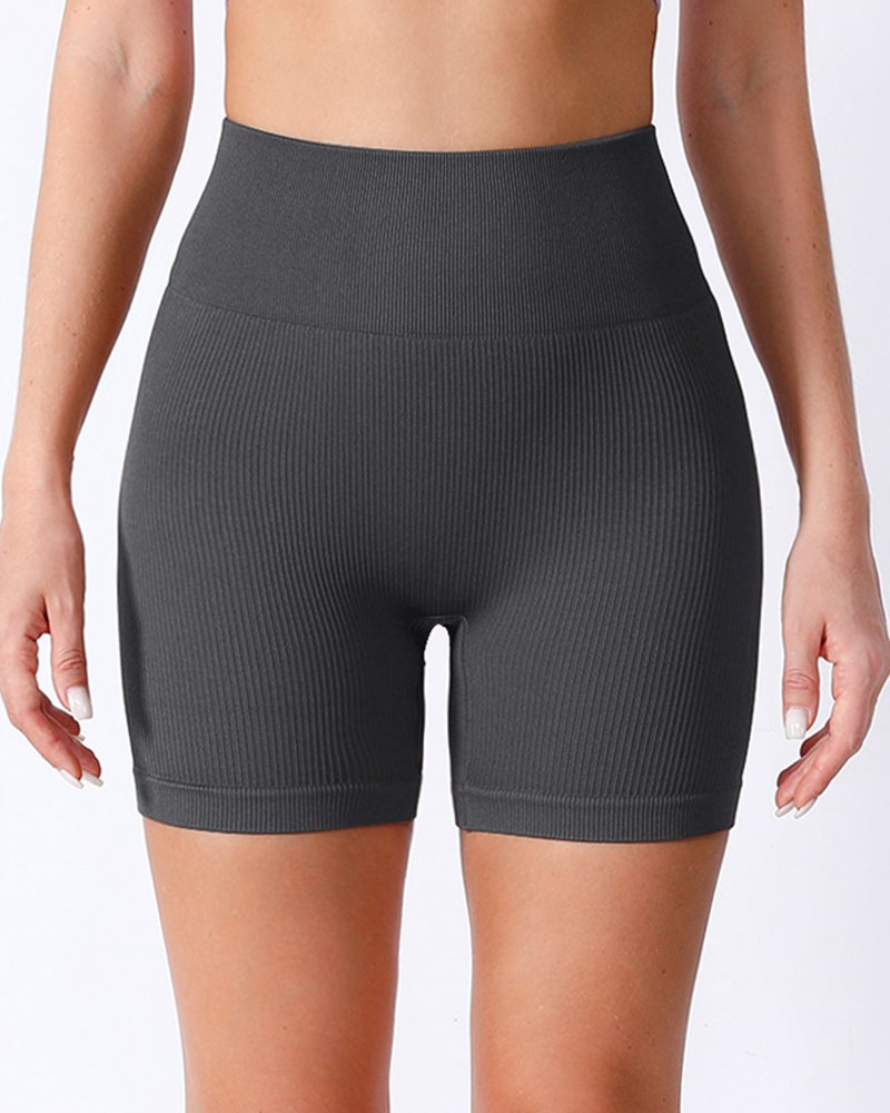 Shesways® Seamless Ribbed High Waist Workout Shortss