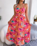 Shesways® Floral Cut-Out Maxi Dress – Sleeveless & Elegant