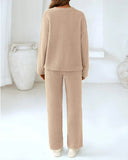 Soft Fuzzy V-Neck Loungewear Set