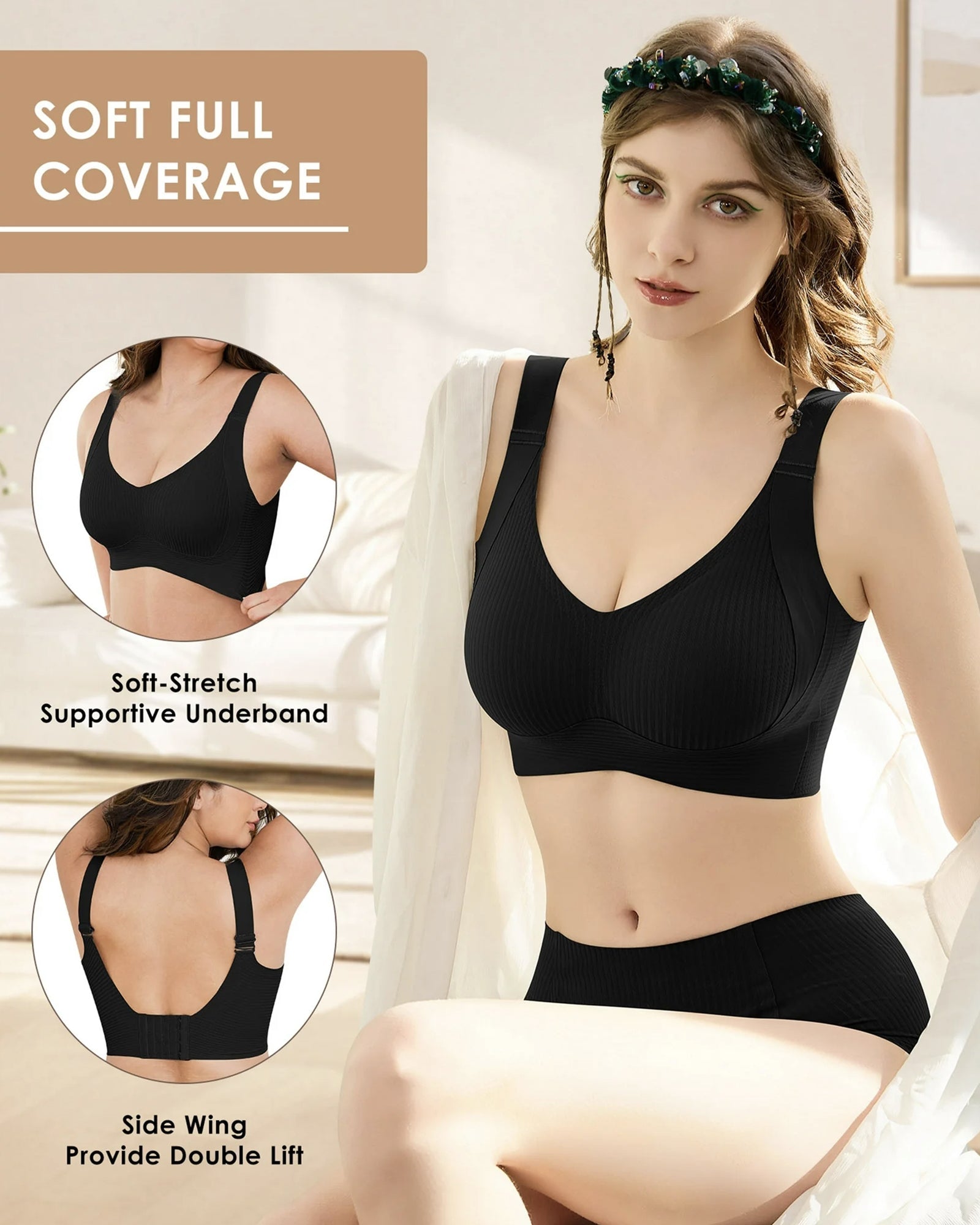 Shesways® Comfort Full Coverage Wireless Lightly Lined Bra