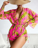 Shesways® 3-Piesce Tropical Bikini Set – Halter Top, High-Waist Romper & Swim Panty