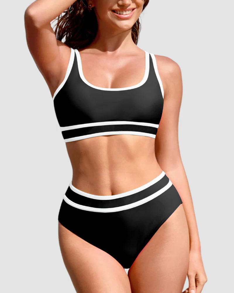 Shesways® Sporty Color Block High Waist Bikini Set