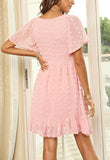 Shesways® Elegant Ruffle Smocked Mini Dress – V Neck