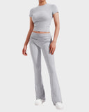 Women's 2-Piece Lounge Set: Tops & Flare Pants