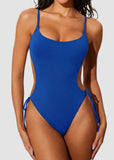 Scoop Neck Backless One Piece Swimsuit – Adjustable Straps, Fully Lined