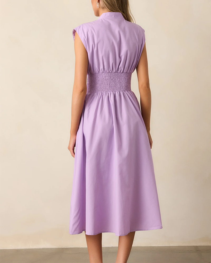 Shesways® Zip-Front Midi Dress