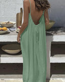 Solid Color Backless Cami Dress