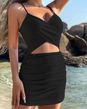 Shesways® Cut-Out Ruched Bodycon Mini Dress – Sexy Sleeveless Clubwear