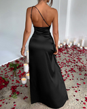Shesways® Elegant One-Shoulder Maxi Dress with High Slit