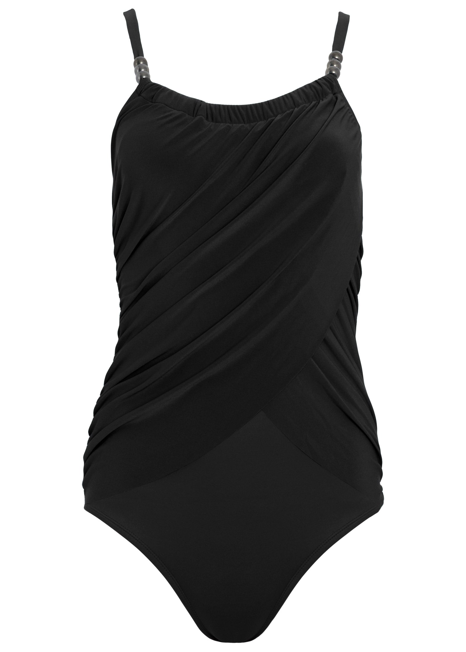 Shesways®Slimming Draped One-Piece - Black Beauty