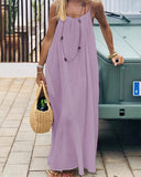 Solid Color Backless Cami Dress