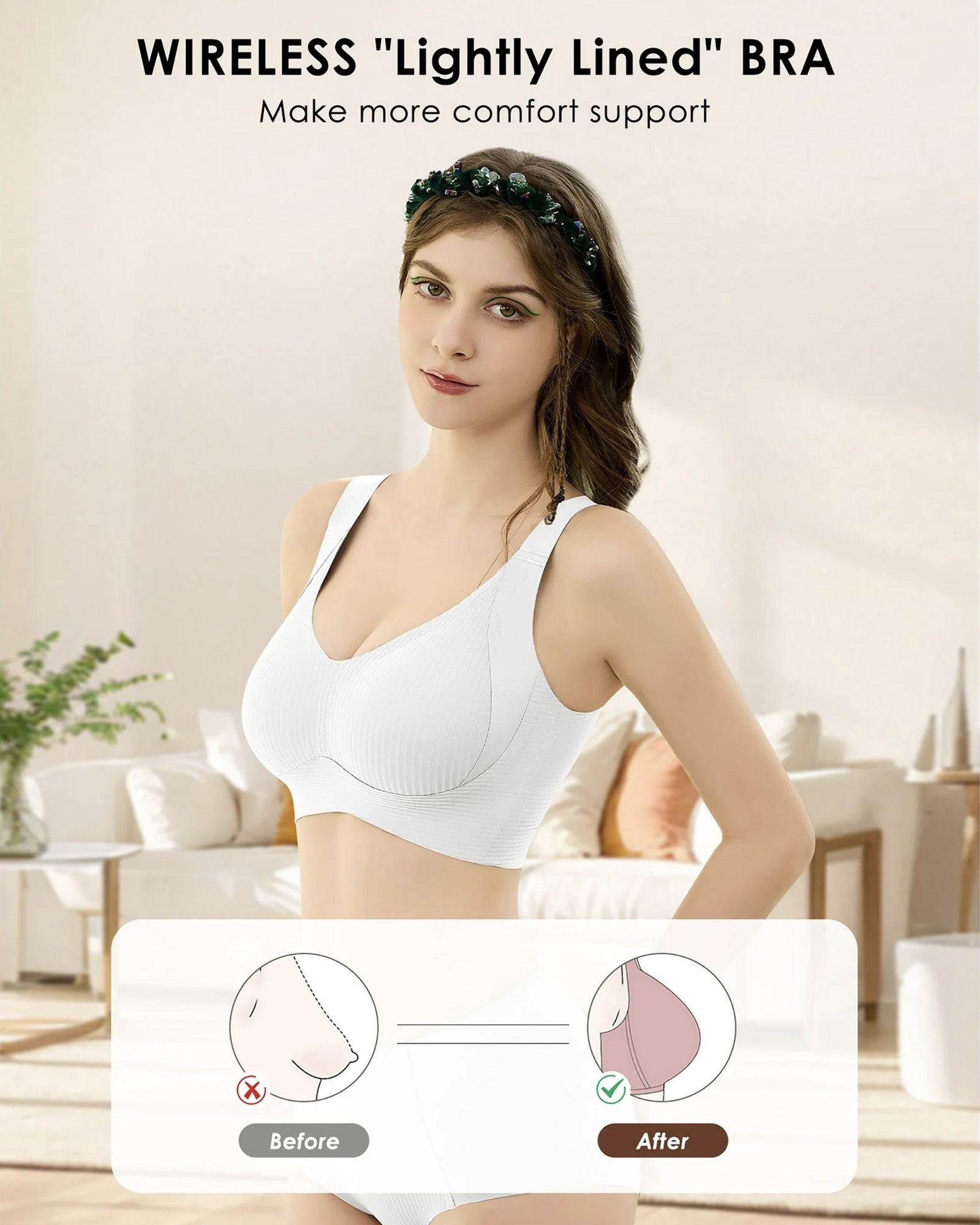 Shesways® Comfort Full Coverage Wireless Lightly Lined Bra