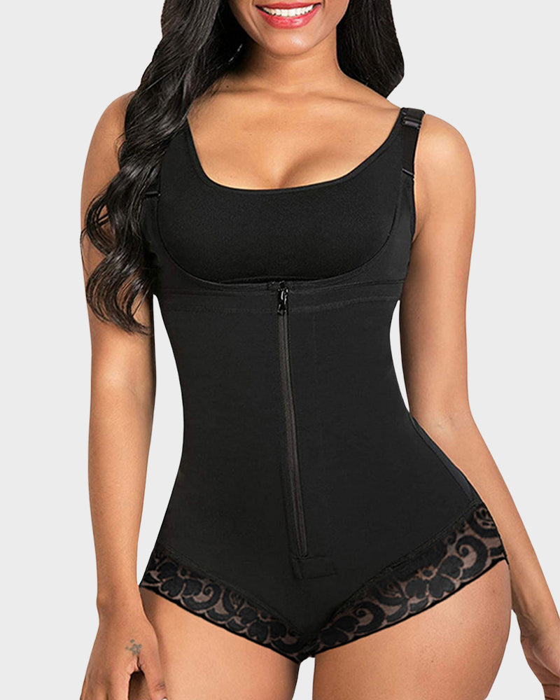 ShesWays® Lace Zipper Open Bust Shapewear