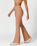 Shesways®High Waist Ribbed Workout Flare Pants