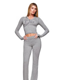 Women’s 2-Piece Activewear Set – Cropped Zip Running Jacket & Flared Stretch Pants, Lightweight Yoga Outfit