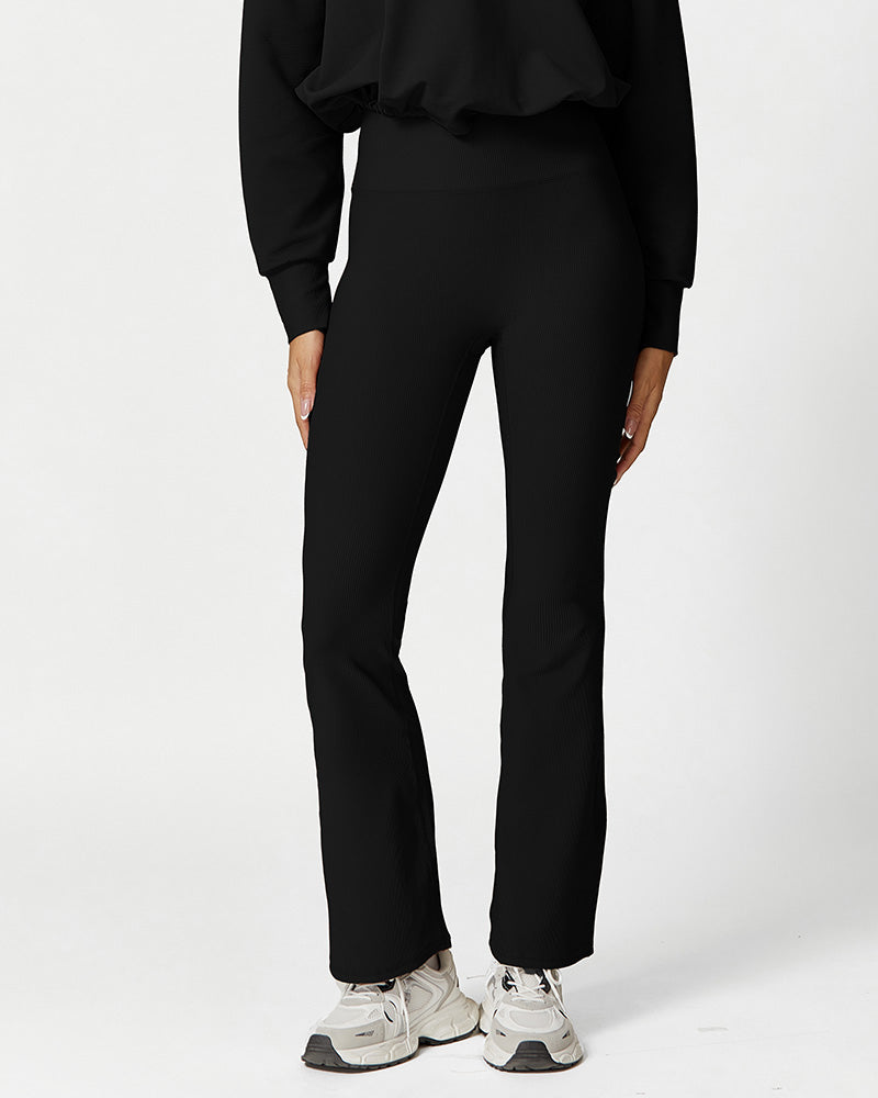 Shesways®High Waist Ribbed Workout Flare Pants