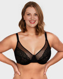 Shesways® Lace Trim Contour Bra-Black