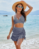 Shesways® Gingham High Waisted Bikini Set – Tummy Control & Swim Skirt