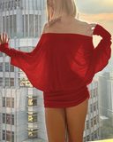 Off Shoulder Sheer Ruched Long Sleeve Dress