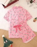 Candy Cane Print Button Pajama Set