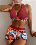 Shesways® High-Waist Patchwork Sport Bikini Set