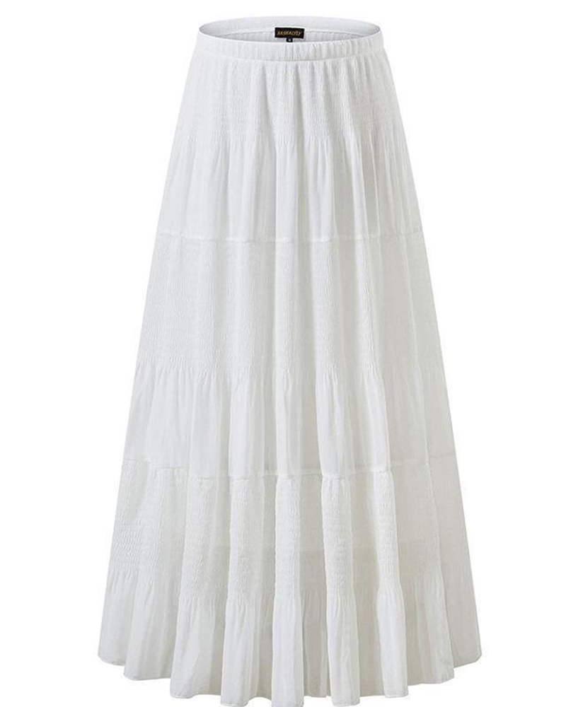 Boho Chiffon High Waist Pleated Maxi Skirt