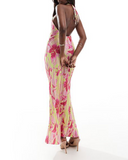 Shesways® halter plisse midaxi dress in oversized floral print