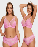 Shesways®Full Coverage Lace Minimizer Bra - Mermaid Pink+Pink(2 PACK)