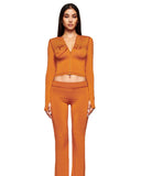 Women’s 2-Piece Activewear Set – Cropped Zip Running Jacket & Flared Stretch Pants, Lightweight Yoga Outfit