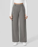 Flex High-Waisted Straight-Leg Work Pants – 4-Way Stretch Business Casual Pants with Pockets