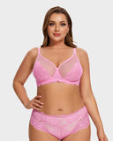 Shesways®Full Coverage Lace Minimizer Bra - Mermaid Pink+Pink(2 PACK)